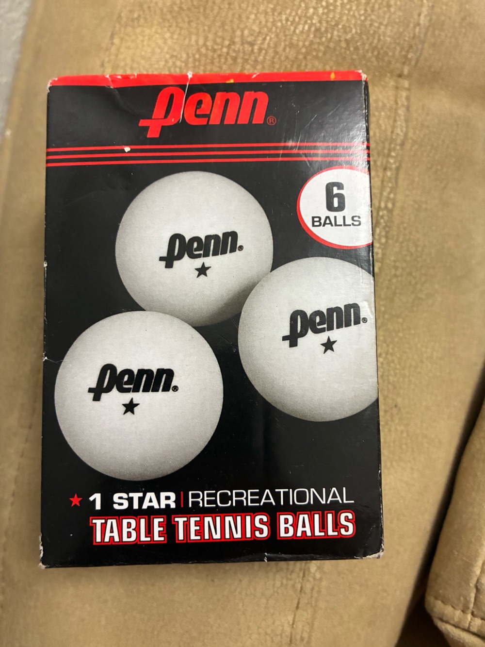 Penn 1-Star Recreational Table Tennis Balls - White (6 Pack)